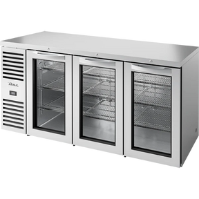 True TBR72-RISZ1-L-S-GGG-1 72" 3 Glass Door Back Bar Refrigerator