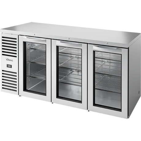 True TBR72-RISZ1-L-S-GGG-1 72" 3 Glass Door Back Bar Refrigerator